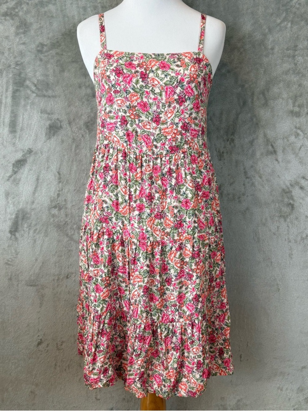 Old Navy Floral Print Pink Sundress with Spaghetti Straps XS